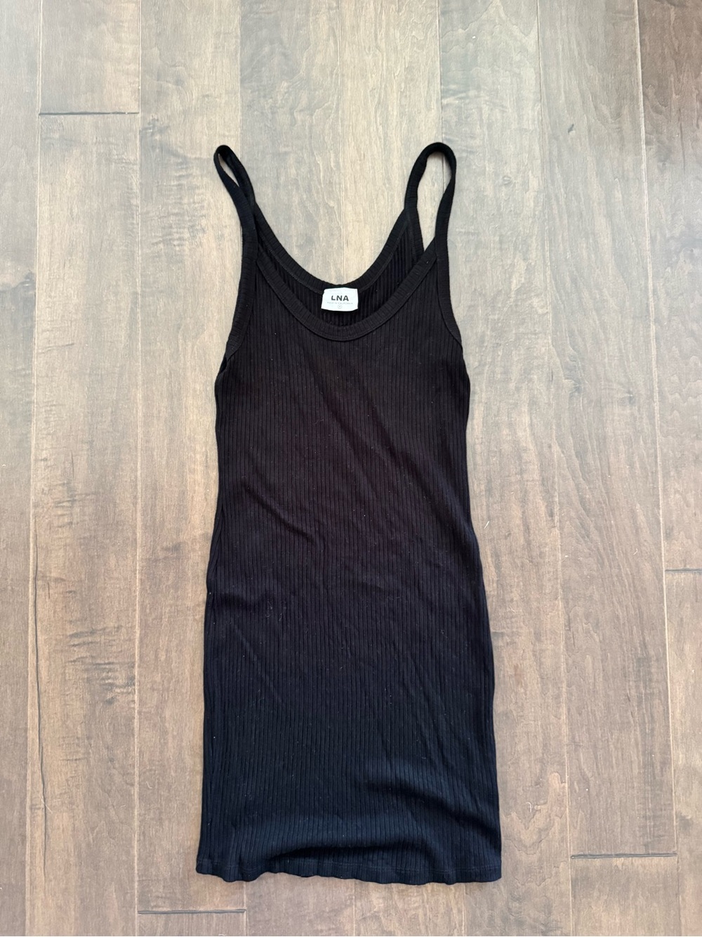LNA Black Ribbed Tank Dress - Slim Scoop Neck